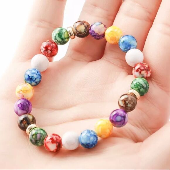 CHAKRA BEADED NATURAL STONE BRACELET - Picture 2 of 4